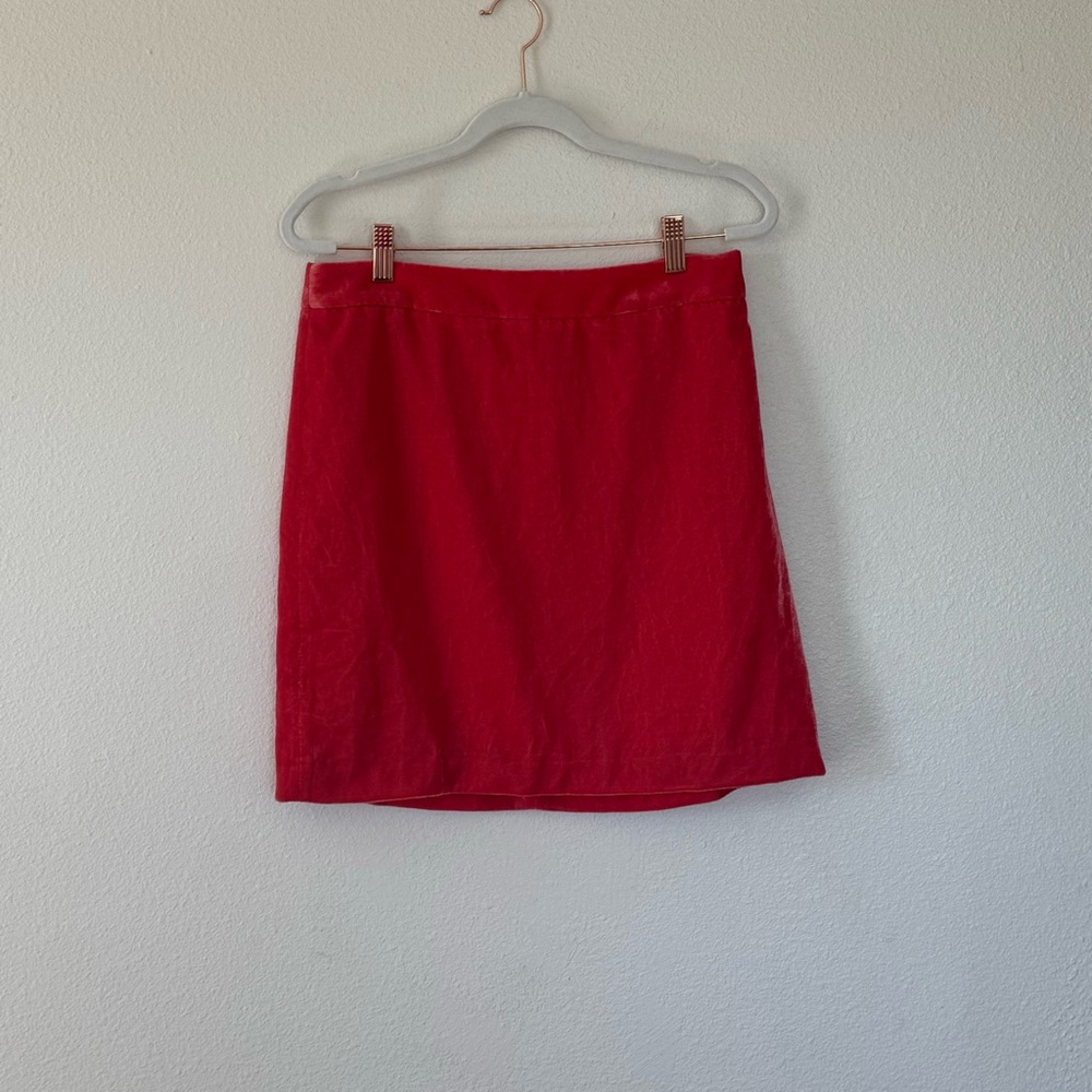 JCrew Coral Salmon Orange Velvet Mini Skirt Size 4 NEW - Picture 2 of 10